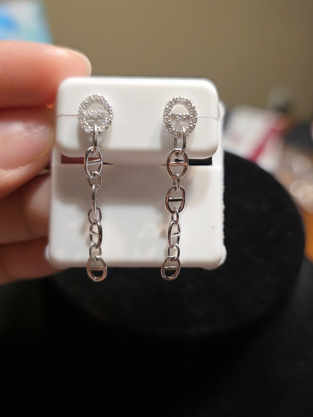 925 Sterling Silver Moissanite Chain Drop Earrings 1.00 CTW